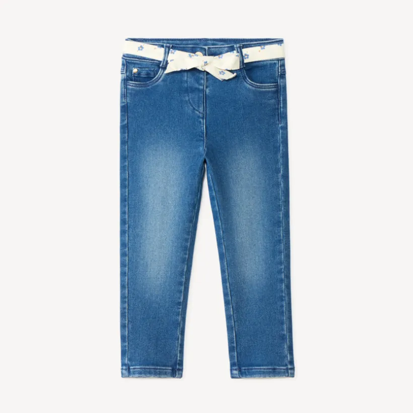 Slim fit jeans voor babymeisjes met stoffen riem