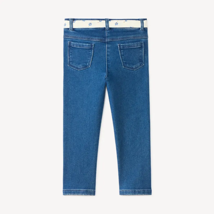 Slim fit jeans voor babymeisjes met stoffen riem