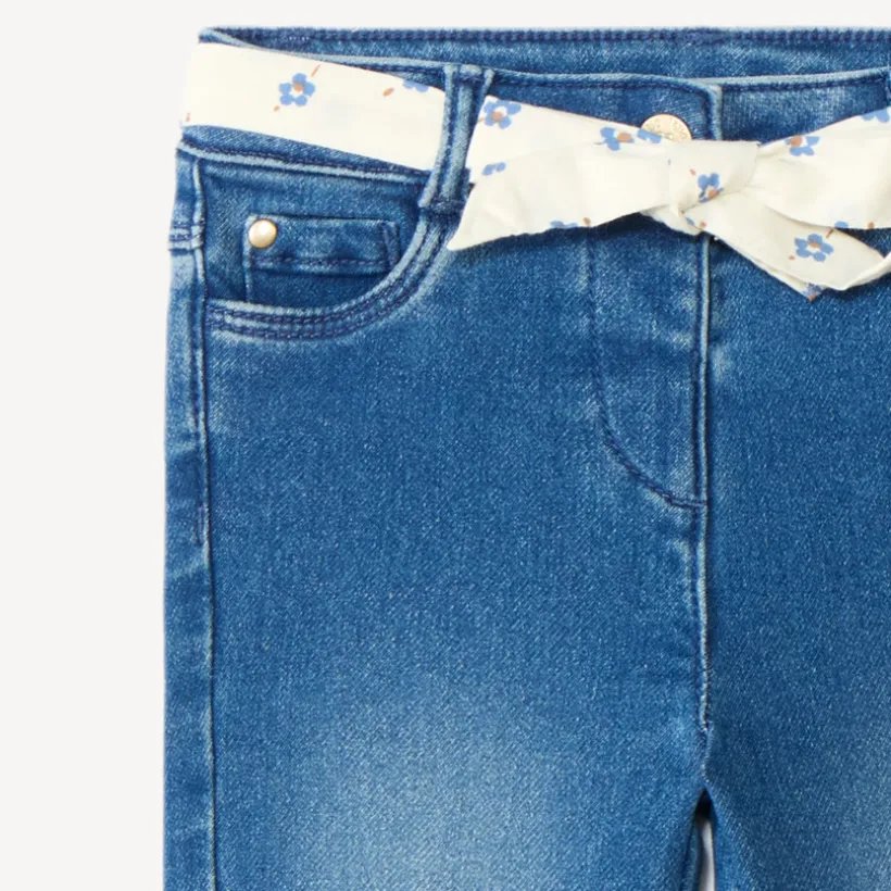 Slim fit jeans voor babymeisjes met stoffen riem