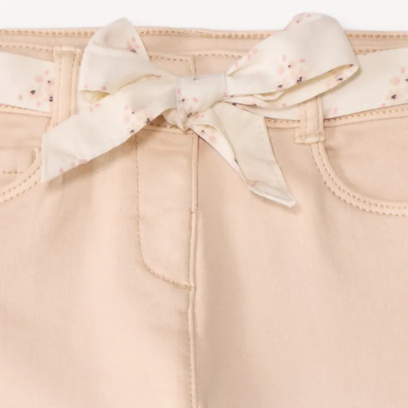 Slim fit jeans voor babymeisjes met stoffen riem