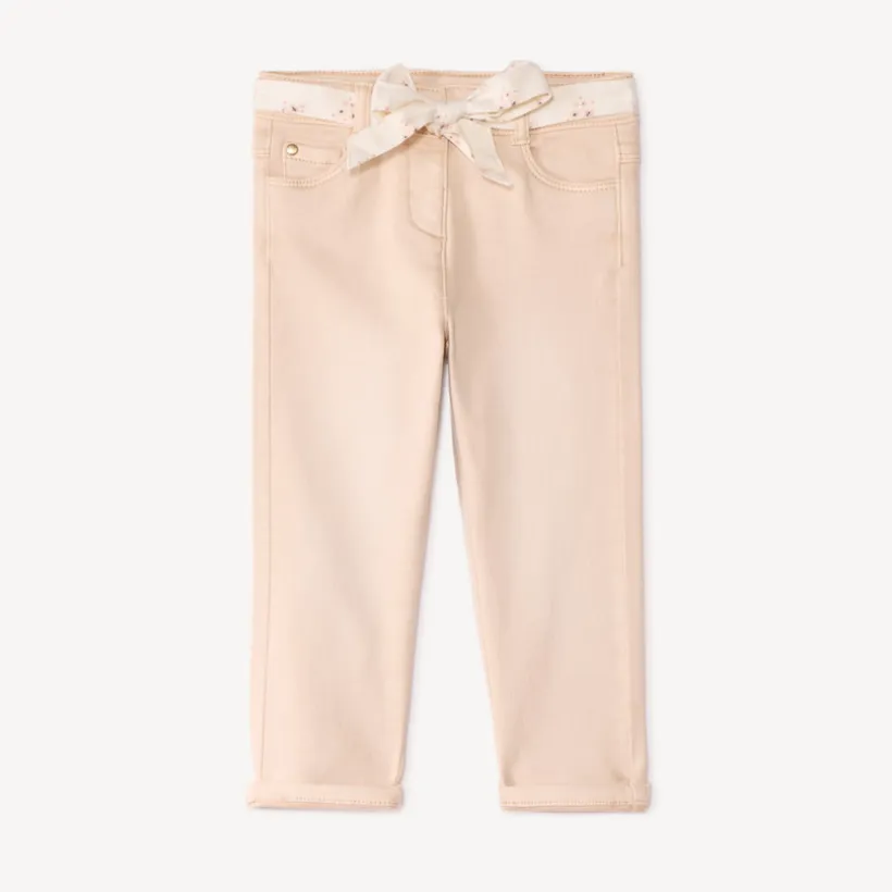 Slim fit jeans voor babymeisjes met stoffen riem