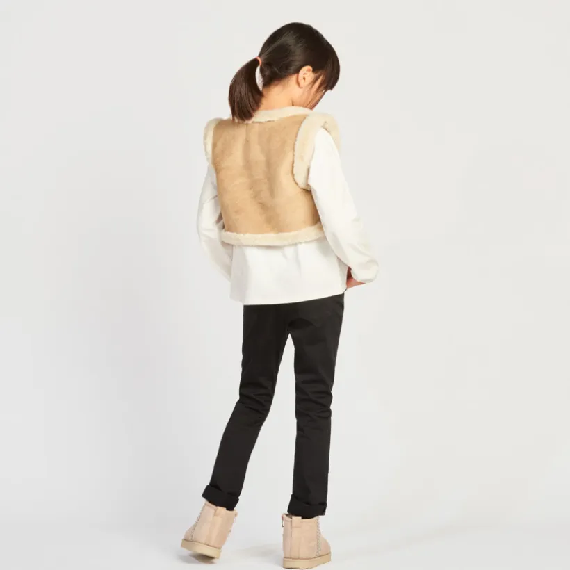 Slim fit joggingbroek in effen twill meisjes