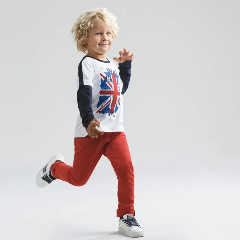 Slim fit jogging twill met crinkle-effect jongens