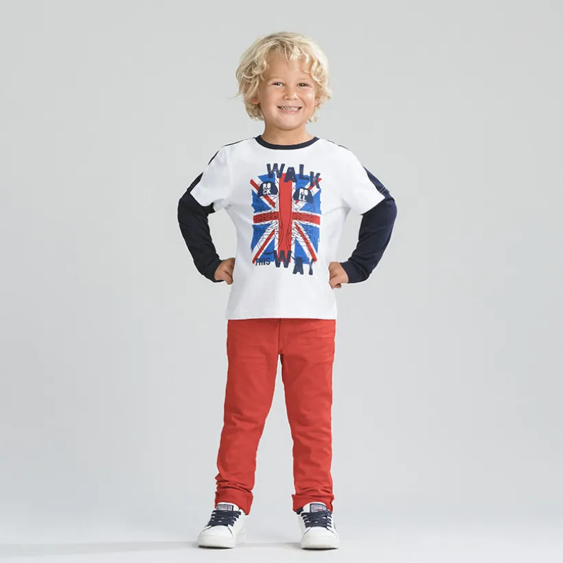Slim fit jogging twill met crinkle-effect jongens