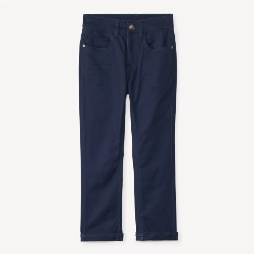 Slim fit unicolore crinkle broek jongens