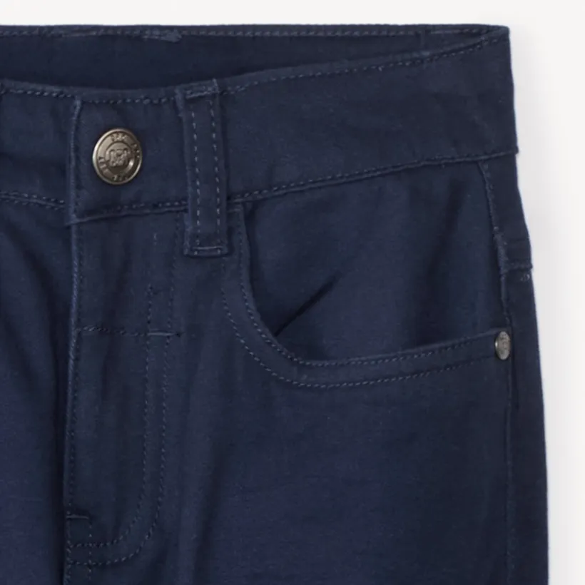 Slim fit unicolore crinkle broek jongens