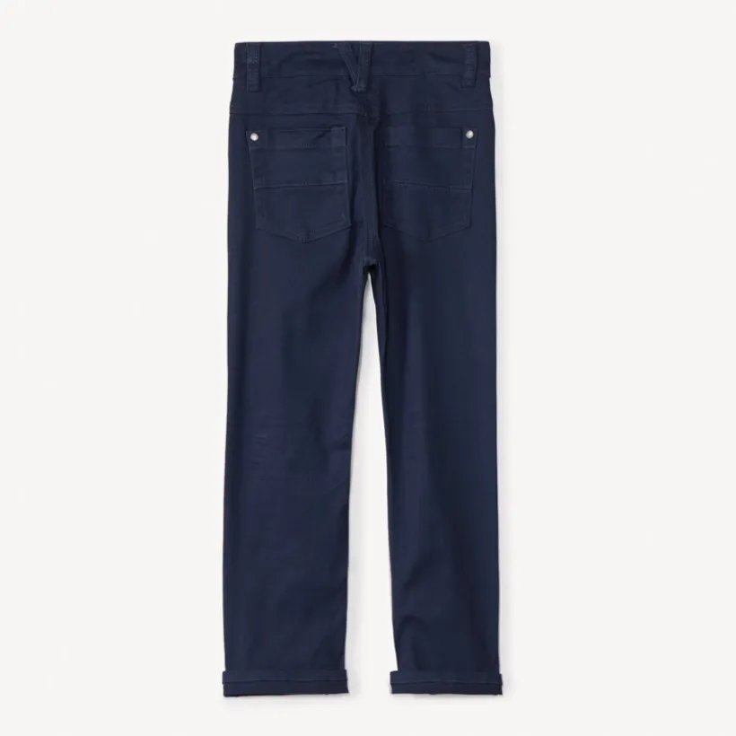 Slim fit unicolore crinkle broek jongens