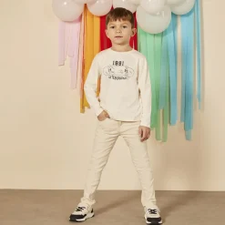 Slim fit unicolore crinkle broek jongens