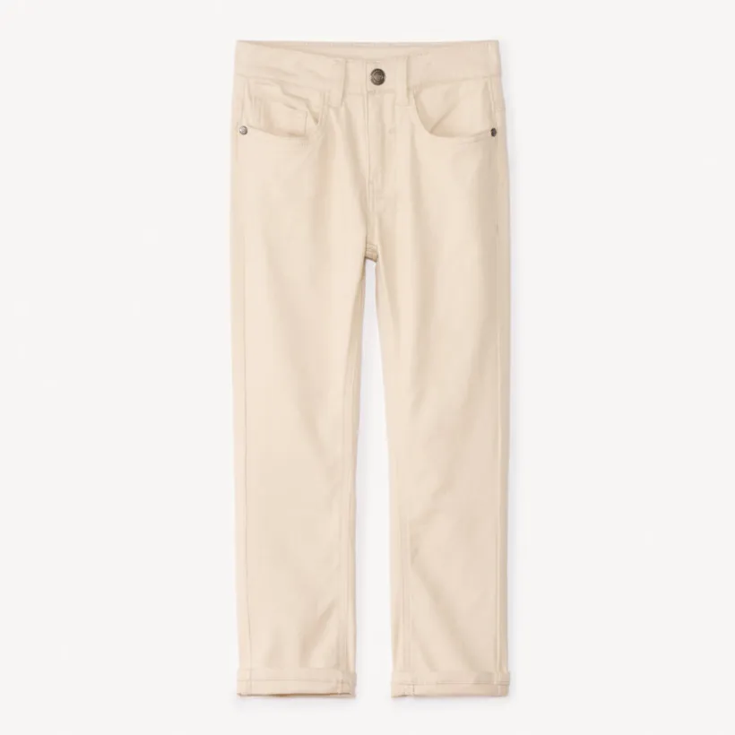 Slim fit unicolore crinkle broek jongens