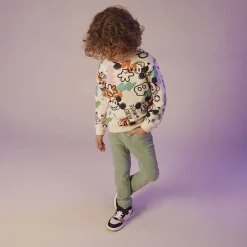 Slim fit unicolore crinkle broek jongens