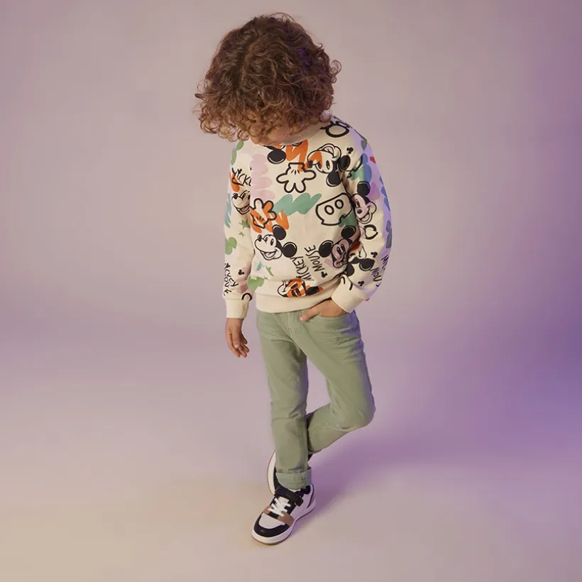Slim fit unicolore crinkle broek jongens