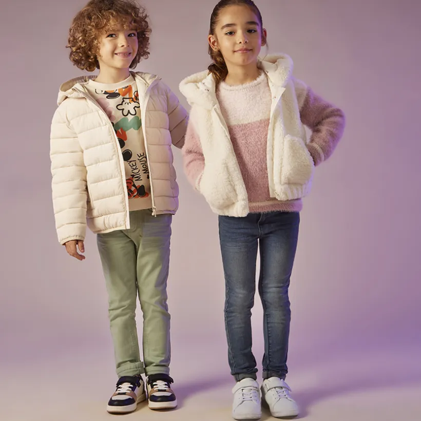 Slim fit unicolore crinkle broek jongens