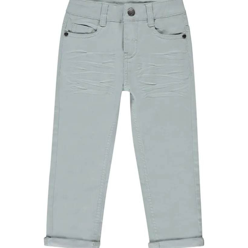 Slim fit unicolore crinkle broek jongens