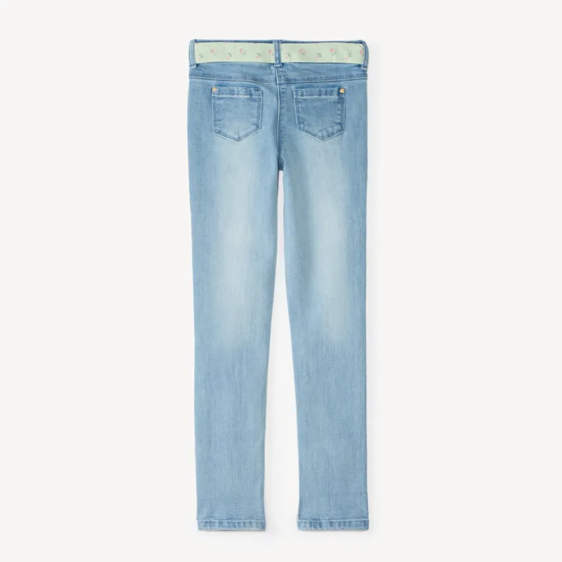 Slim jeans meisjes met stoffen riem