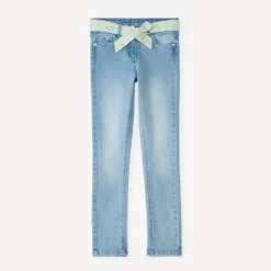 Slim jeans meisjes met stoffen riem