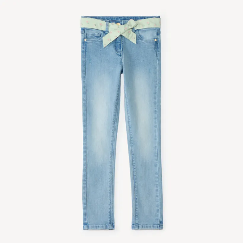 Slim jeans meisjes met stoffen riem