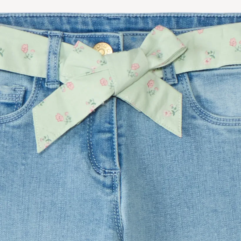Slim jeans meisjes met stoffen riem