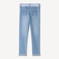 Slim jeans met een gebonden bedrukte riem meisjes