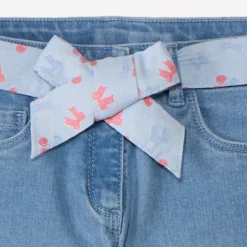 Slim jeans met een gebonden bedrukte riem meisjes