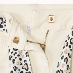 Slim jeans met knoopriem in luipaardprint meisjes