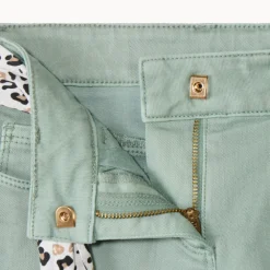 Slim jeans met knoopriem in luipaardprint meisjes