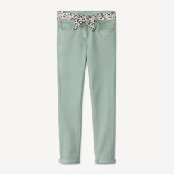 Slim jeans met knoopriem in luipaardprint meisjes
