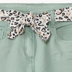 Slim jeans met knoopriem in luipaardprint meisjes