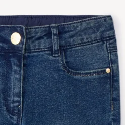 Slimme jeans in blauw denim met used effect meisjes