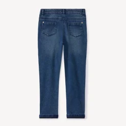 Slimme jeans in blauw denim met used effect meisjes