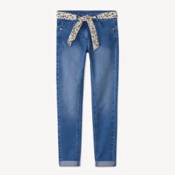 Slimme jeans met halsdoekriem in print meisjes