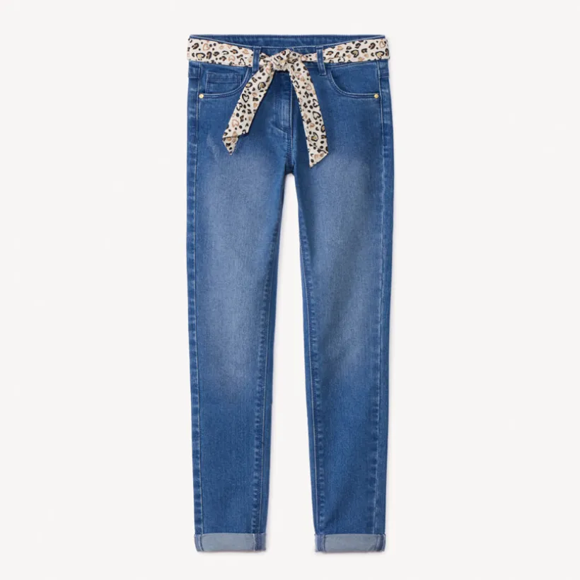 Slimme jeans met halsdoekriem in print meisjes