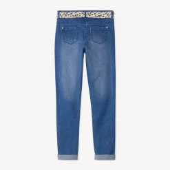 Slimme jeans met halsdoekriem in print meisjes