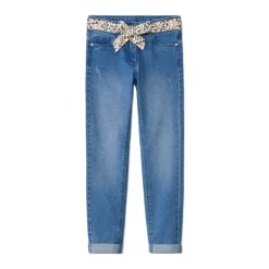 Slimme jeans met halsdoekriem in print meisjes
