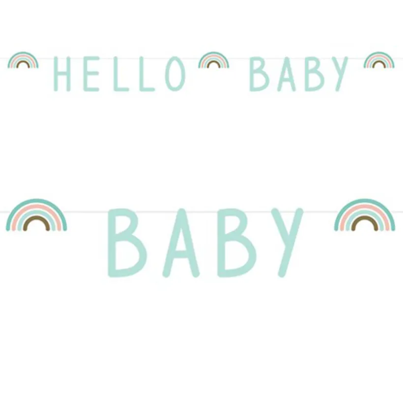 Slinger letters Regenboog "Hello Baby"