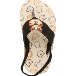 Slippers met flexibel bandje bedrukt met tijgerbadge voor baby jongen