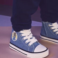 Sneakers hoge van stof jeans effect met rits voor baby jongen