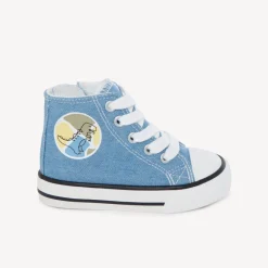 Sneakers hoge van stof jeans effect met rits voor baby jongen