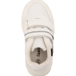 Sneakers in het wit met dubbele klittenbandsluiting jongens