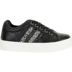 Sneakers in zwart met leder effect en pailletten meisjes