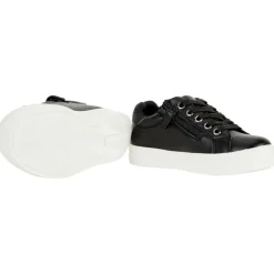 Sneakers in zwart met leder effect en pailletten meisjes