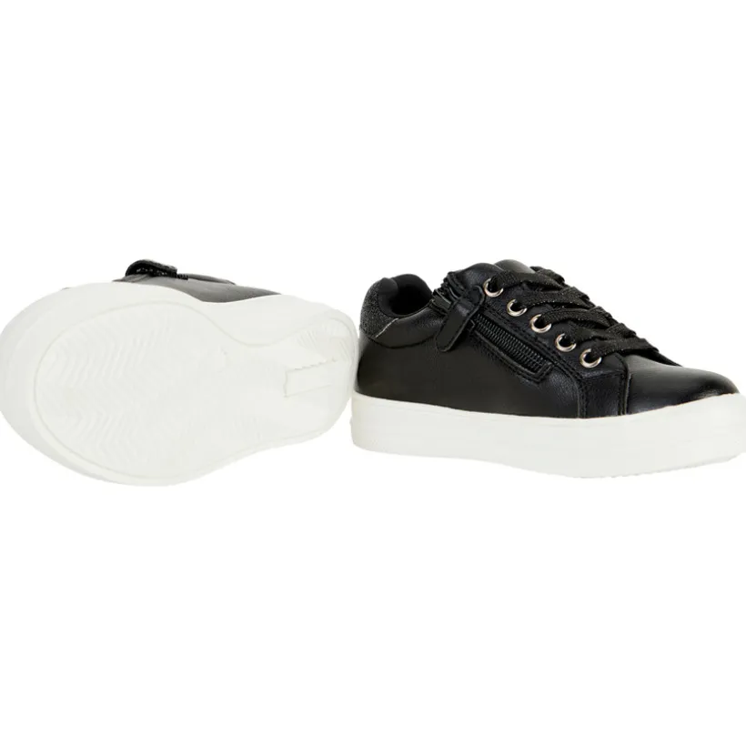 Sneakers in zwart met leder effect en pailletten meisjes
