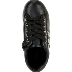 Sneakers in zwart met leder effect en pailletten meisjes