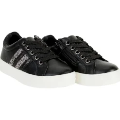 Sneakers in zwart met leder effect en pailletten meisjes