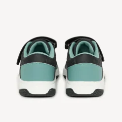 Sneakers laag met elastische veters en velcro, antraciet met groene accenten, jongens