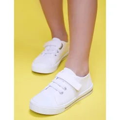 Sneakers lage van stof met veters + klittenband voor jongen
