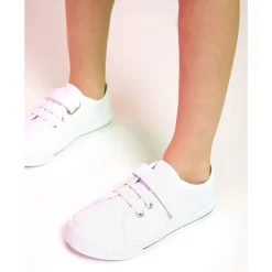 Sneakers lage van stof met veters + klittenband voor jongen