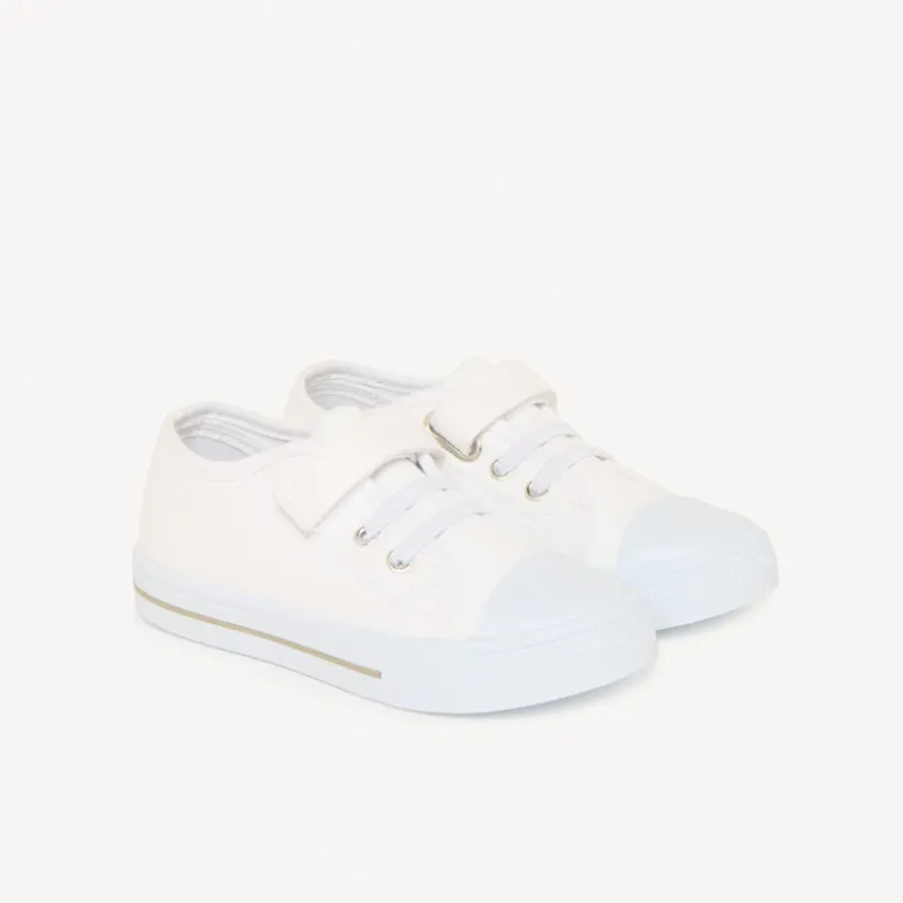 Sneakers lage van stof met veters + klittenband voor jongen