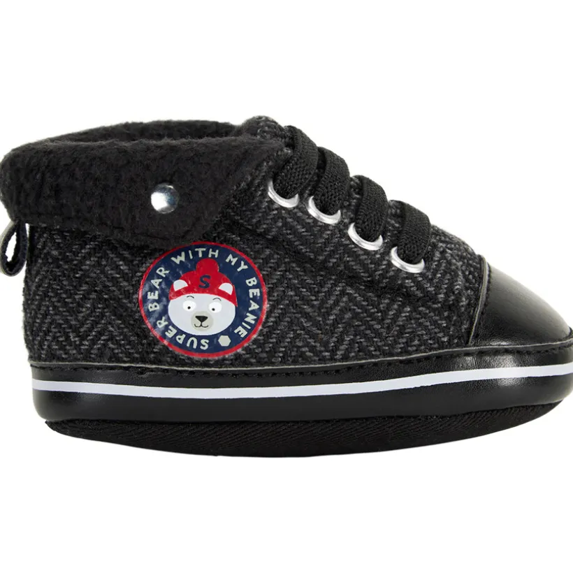 Sneakers met omgeslagen rand in gebreid effect voor babyjongen