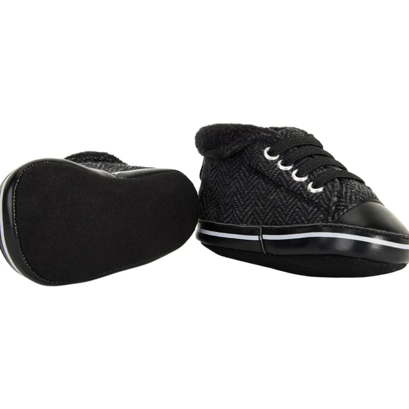 Sneakers met omgeslagen rand in gebreid effect voor babyjongen
