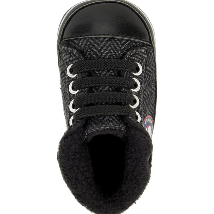 Sneakers met omgeslagen rand in gebreid effect voor babyjongen